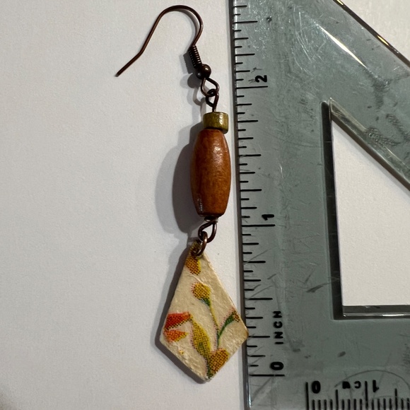 Hand Crafted Wood Earrings - Picture 3 of 3